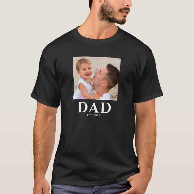 T-shirt Dad Established Photo Father’s Day Black (Devant)