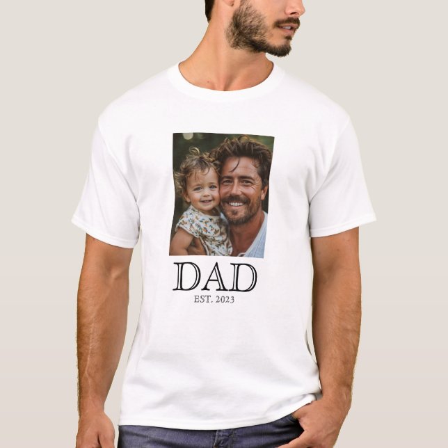 T-shirt Dad Established Text Photo Personalized (Devant)