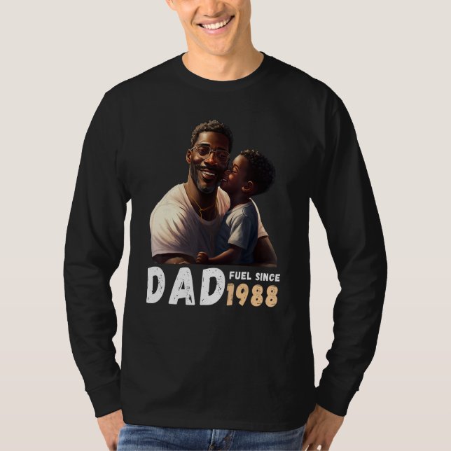 T-shirt Dad Fuel Since 1988 Quote Black King Magic Fathers (Devant)