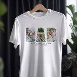 T-shirt DAD Lettre découpée photo Collage texte personnali<br><div class="desc">T-shirt personnalisé pour DAD - parfait pour la fête des pères, l'anniversaire, le nouveau bébé ou juste parce que! Téléchargez 3 de vos photos préférées qui s'affichent automatiquement sous la forme du mot DAD. Vous pouvez également modifier tous les libellés. Si vous éprouvez des difficultés à obtenir que vos photos...</div>
