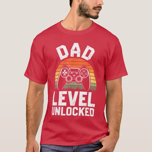 T-shirt Dad Level Unlocked Men New Dad Pregnancy Announcem (Devant)