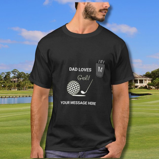 T-shirt Dad Loves Golf Tees Monogram Faux Pocket  (Créateur téléchargé)