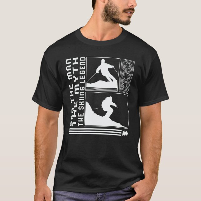T-shirt Dad Man The Myth The Skiing Legend Skiing Skier Wi (Devant)