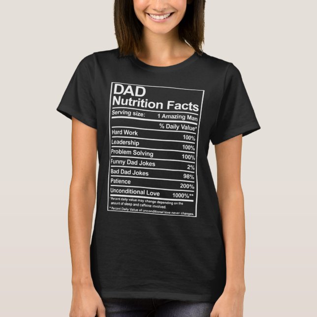T-shirt Dad Nutrition Facts Father Cool Daddy Papa Joke Da (Devant)
