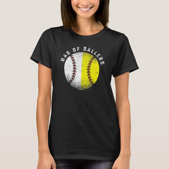 T-shirt Dad Of Ballers Baseball Softball  Father s Day (Devant)