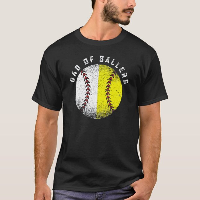 T-shirt Dad Of Ballers Baseball Softball  Father s Day (Devant)