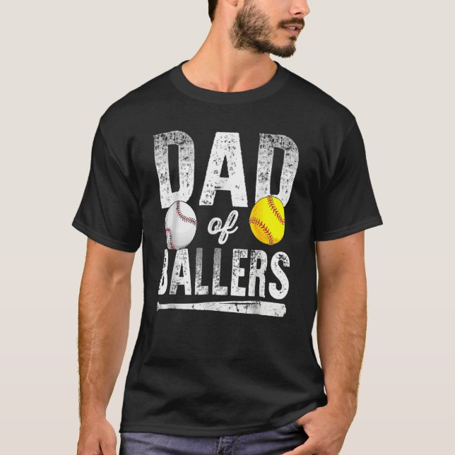 T-shirt Dad Of Ballers Baseball Softball Father s Day Dad (Devant)