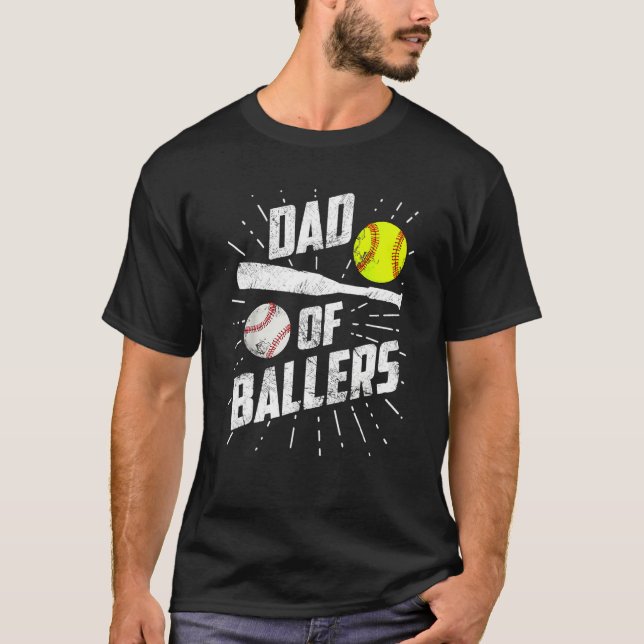 T-shirt Dad Of Ballers  Baseball Softball Game Fathers Day (Devant)