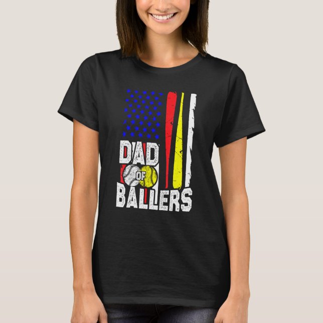 T-shirt Dad of Ballers  Men Softball Baseball Player Fathe (Devant)