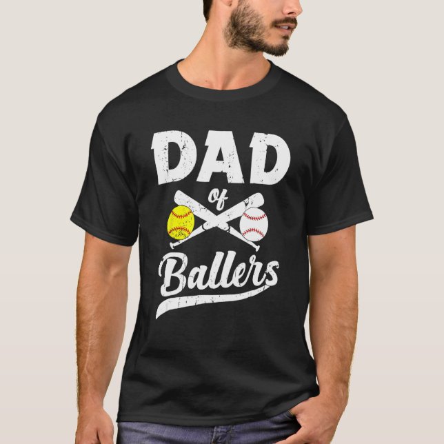 T-shirt Dad Of Ballers Softball Baseball Player Dad Father (Devant)