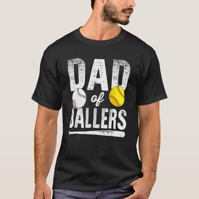 T-shirt Dad Of Ballers Softball Baseball Player Dad Father (Devant)