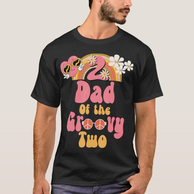 T-shirt Dad Of The Groovy Two Peace Sign Retro Birthday Ma (Devant)