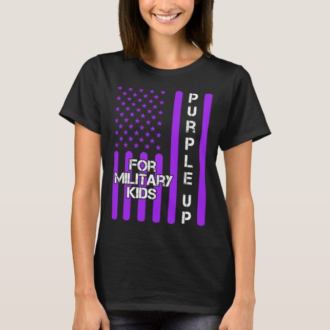 T-shirt Dad Purple Up Military Child Kids Appreciation Ame (Devant)