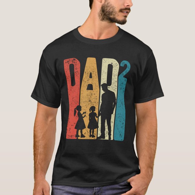 T-shirt Dad Squared Father s Day Two Girls Two Daughters F (Devant)
