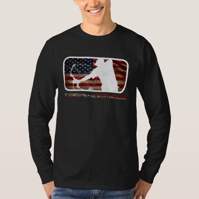 T-shirt Dad the bowfishing the myth the legend Flag americ (Devant)