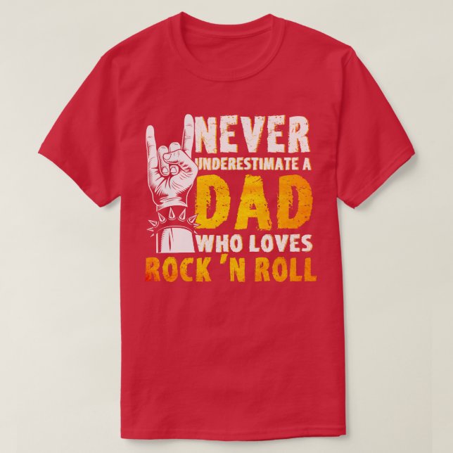 T-shirt Dad Who Loves Rock N Roll Rock N Roll Guitar  (Design devant)