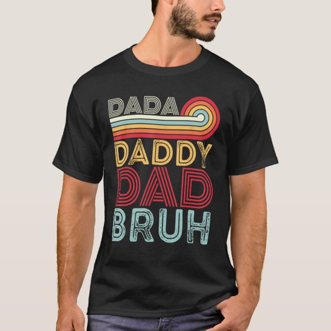 T-shirt Dada Daddy Dad Bruh Retro 80s Sunset Fathers Day (Devant)
