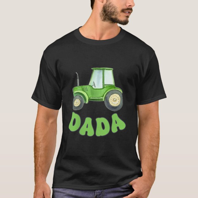 T-shirt Dada du garçon d'anniversaire tracteur camions fer (Devant)