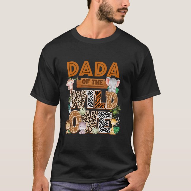 T-shirt Dada Of The Birthday Wild One Safari Boy Famille M (Devant)