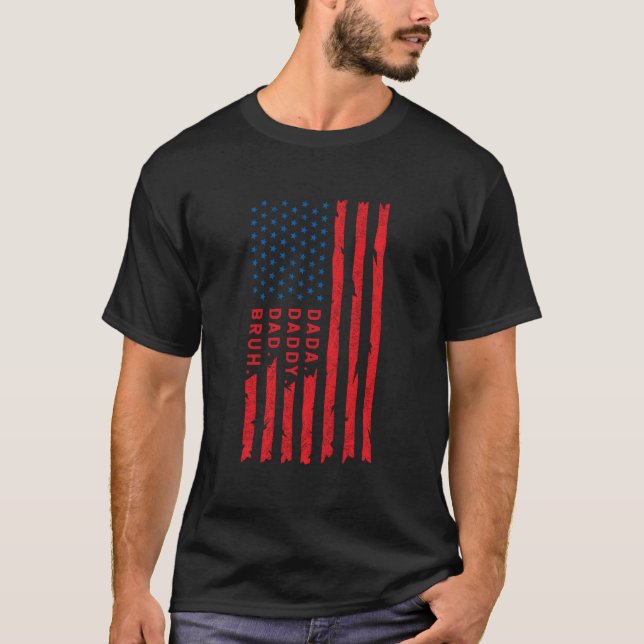 T-shirt Dada Papa Papa Bruh Fête Des Pères Drapeau Usa 4 J (Devant)