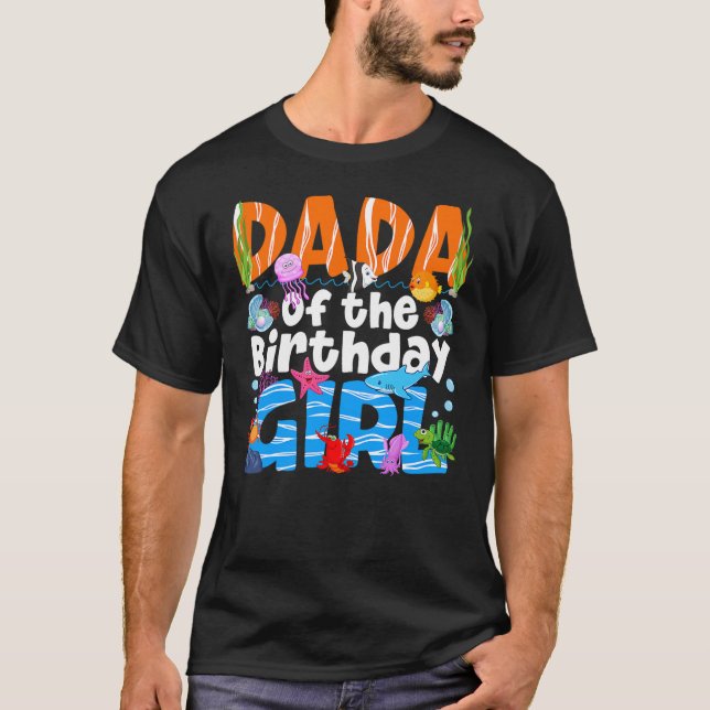 T-shirt Dada Under Sea Birthday Party Girls Ocean Sea Anim (Devant)
