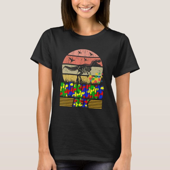 T-shirt Dadasaurus Daddy Rex Sensibilisation sur l'autisme (Devant)
