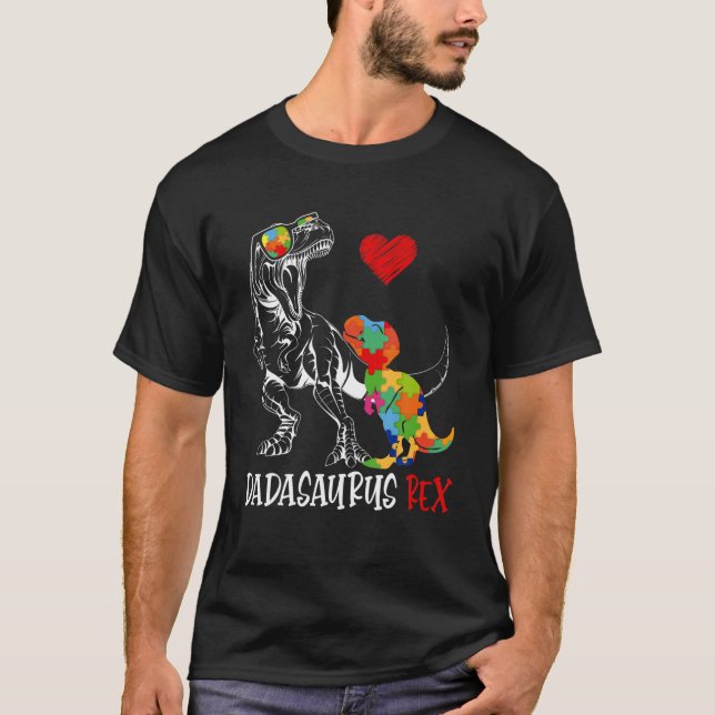 T-shirt Dadasaurus Daddy Rex Sensibilisation sur l'autisme (Devant)