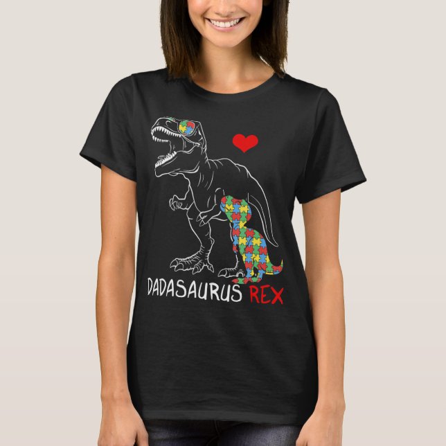 T-shirt Dadasaurus Daddy Rex Sensibilisation sur l'autisme (Devant)
