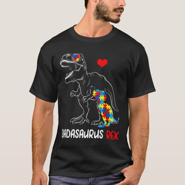 T-shirt Dadasaurus Daddy Rex Sensibilisation sur l'autisme (Devant)