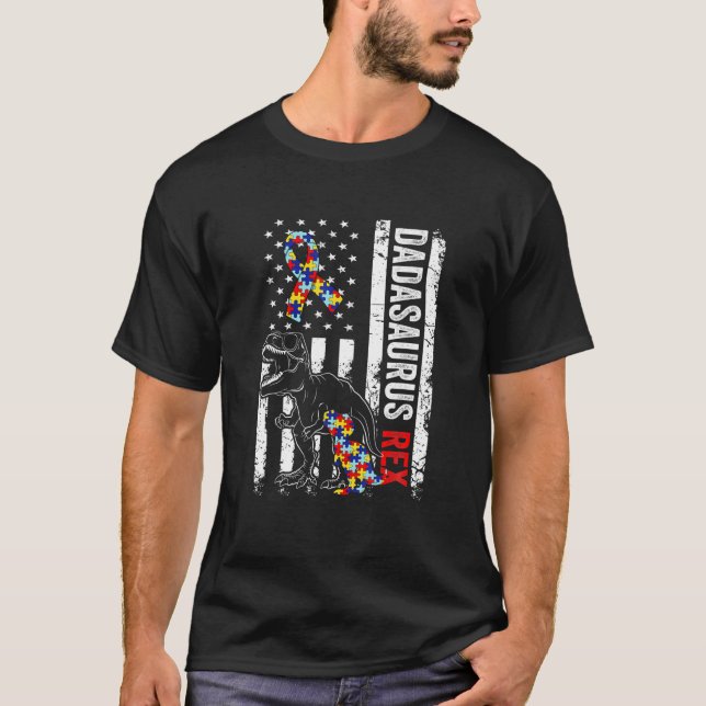 T-shirt Dadasaurus Daddy Rex Sensibilisation sur l'autisme (Devant)