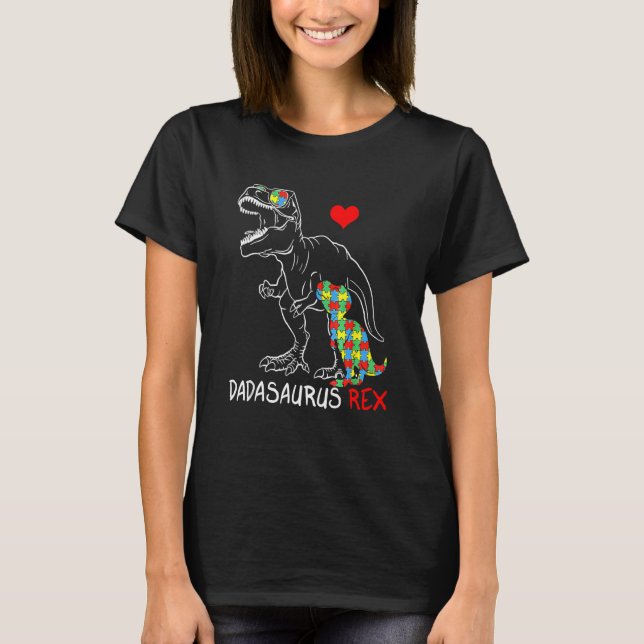 T-shirt Dadasaurus Daddy Rex Sensibilisation sur l'autisme (Devant)