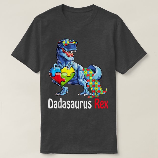T-shirt Dadasaurus Papa Rex Autisme Fierté Papa Fa (Design devant)