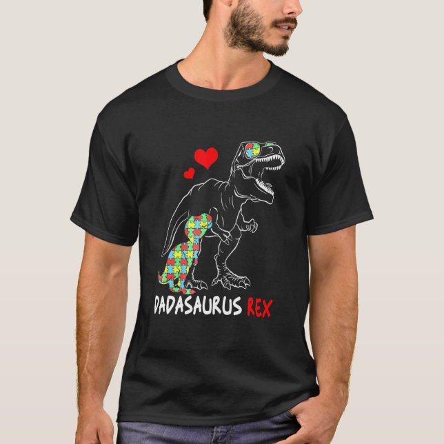 T-shirt Dadasaurus Papa Rex Autisme Papa Fier (Devant)