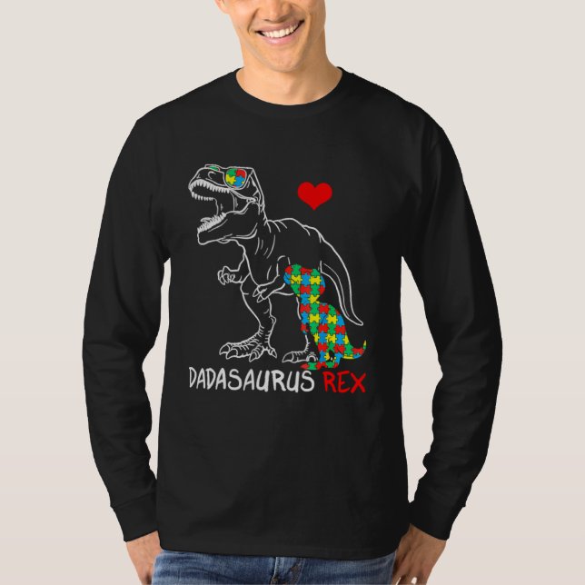 T-shirt Dadasaurus Rex Autism Awareness Jigsaw Puzzle Prou (Devant)