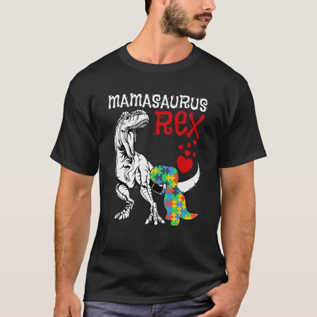 T-shirt Dadasaurus Rex Sensibilisation sur l'autisme Fier  (Devant)