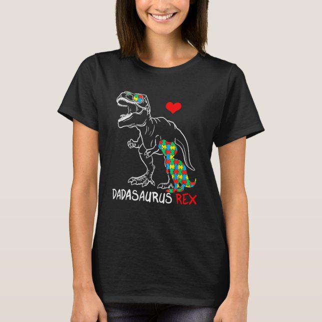 T-shirt Dadasaurus Rex Sensibilisation sur l'autisme Jigsa (Devant)