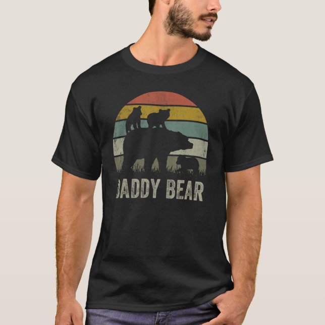 T-shirt Daddy Bear  Dad Matching Family Cub 3 Kids Father' (Devant)