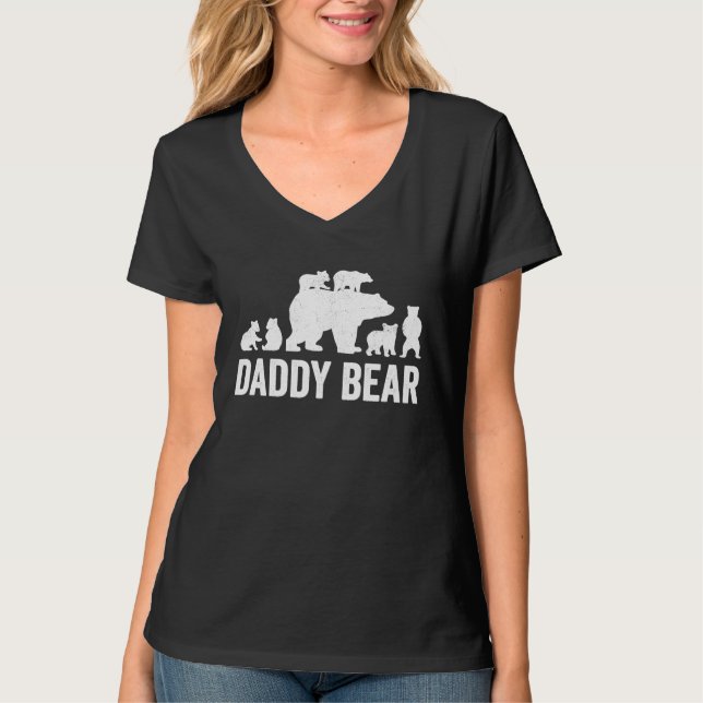 T-shirt Daddy Bear Fathers Day  Funny Six Cub Kids Dad (Devant)