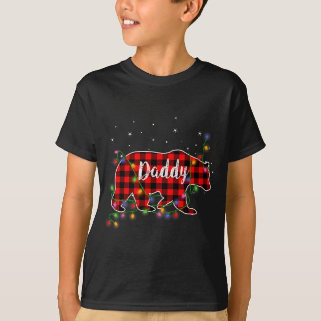 T-shirt Daddy Bear Red Plaid Christmas Pajama Family Gift  (Devant)
