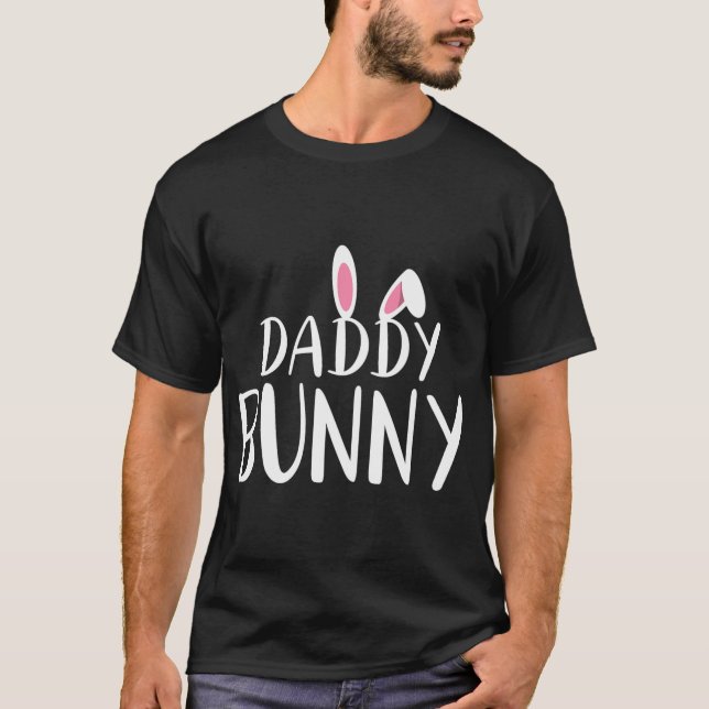 T-shirt Daddy Bunny Pregnant Pâques Maman jumelée Couple (Devant)