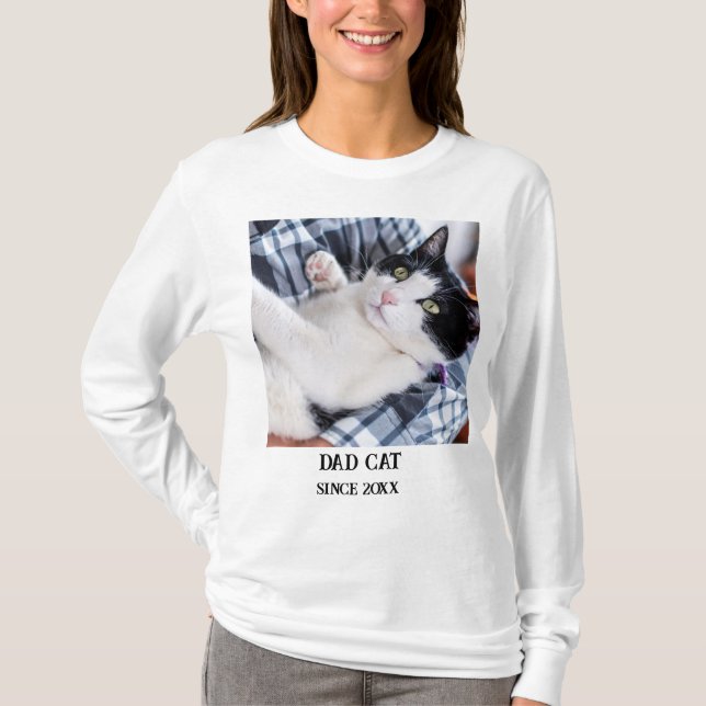 T-shirt Daddy cat since Photo cute cat (Devant)