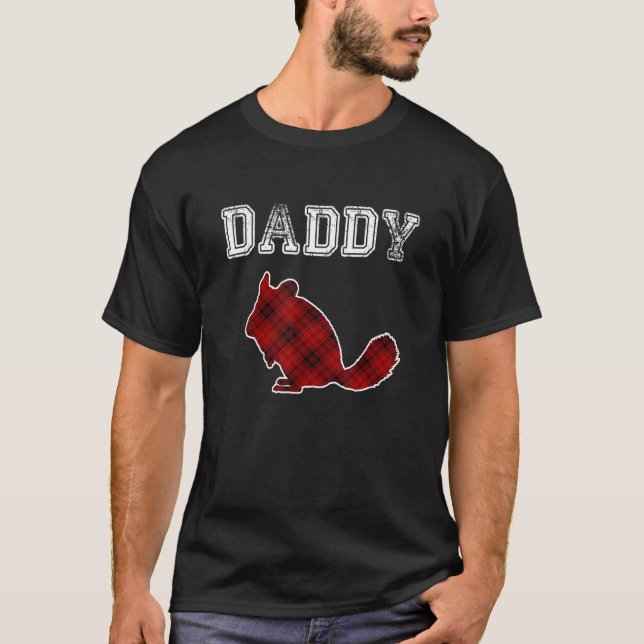 T-shirt DADDY Chinchilla Men Red Plaid Christmas Pajama Fa (Devant)