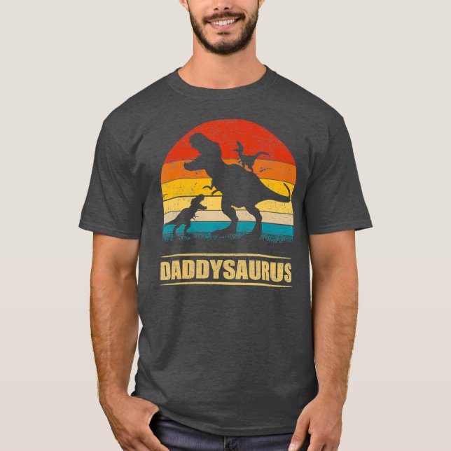 T-shirt Daddy Dinosaur Daddysaurus 2 Deux enfants Cadeau T (Devant)