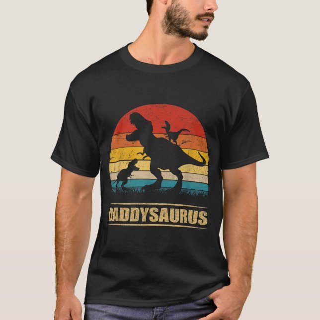 T-shirt Daddy Dinosaur Daddysaurus 2 Deux enfants Cadeau T (Devant)