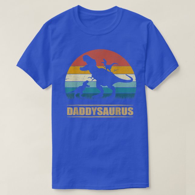 T-shirt Daddy Dinosaur Daddysaurus 2 enfants Fête des père (Design devant)
