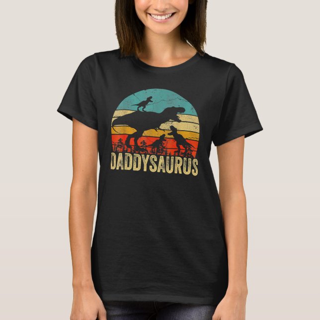 T-shirt Daddy Dinosaur Daddysaurus 3 Fête des pères Deux E (Devant)