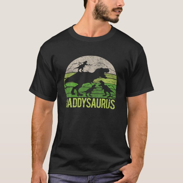 T-shirt Daddy Dinosaur Daddysaurus 3 Three Kid Gift Dad Ch (Devant)