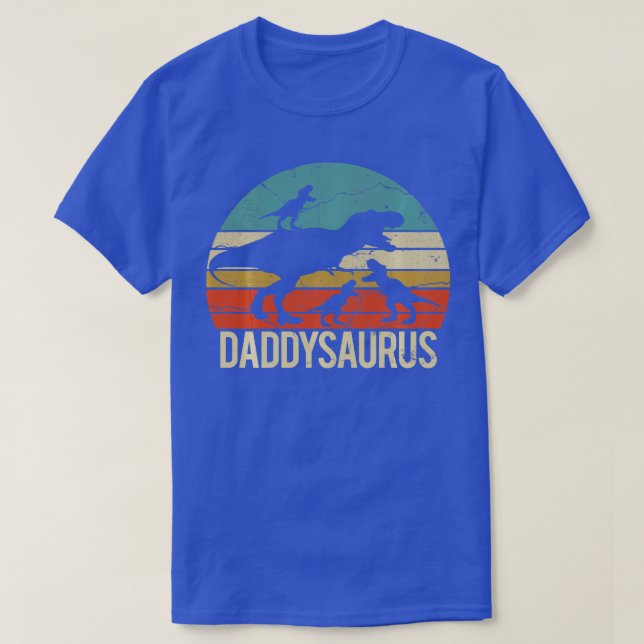 T-shirt Daddy Dinosaur Daddysaurus 3 trois enfants Noël No (Design devant)