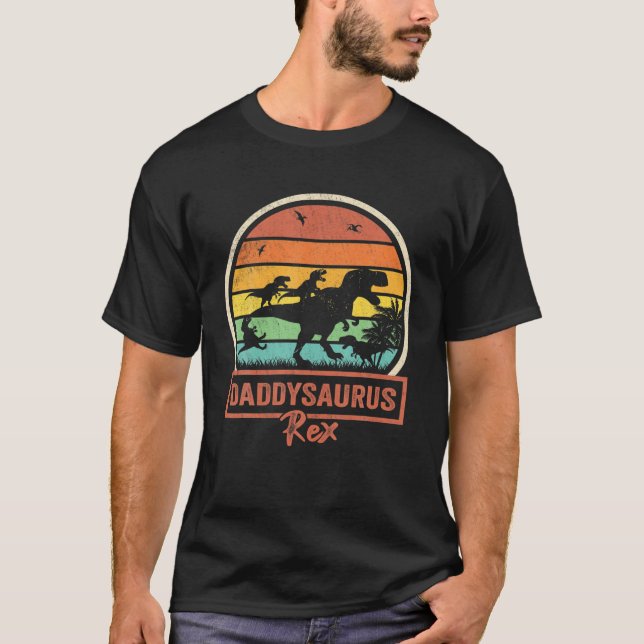T-shirt Daddy Dinosaur Daddysaurus Rex 4 Fête des pères po (Devant)
