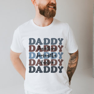 T-shirt Daddy Fête des pères Personnalisé Enfants Noms Rét
